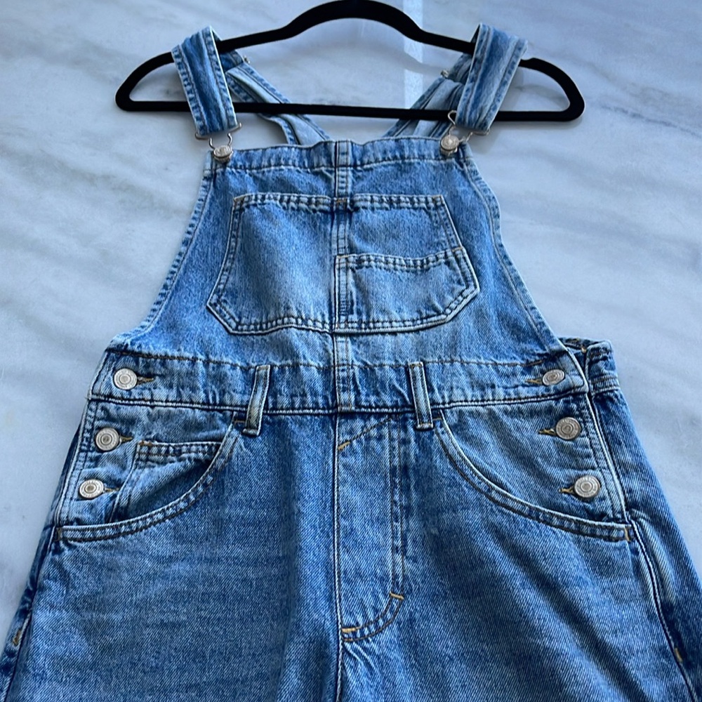 Free People, We the Free Denim Destroyed Overalls Size XS